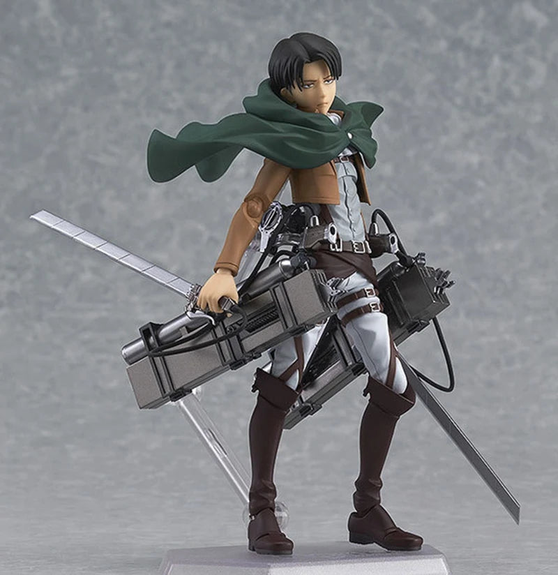 Anime Figure Attack on Titan Levi Ackerman Standing Holding Sword Detachable Model Toy PVC Collection Desktop Ornaments 14CM