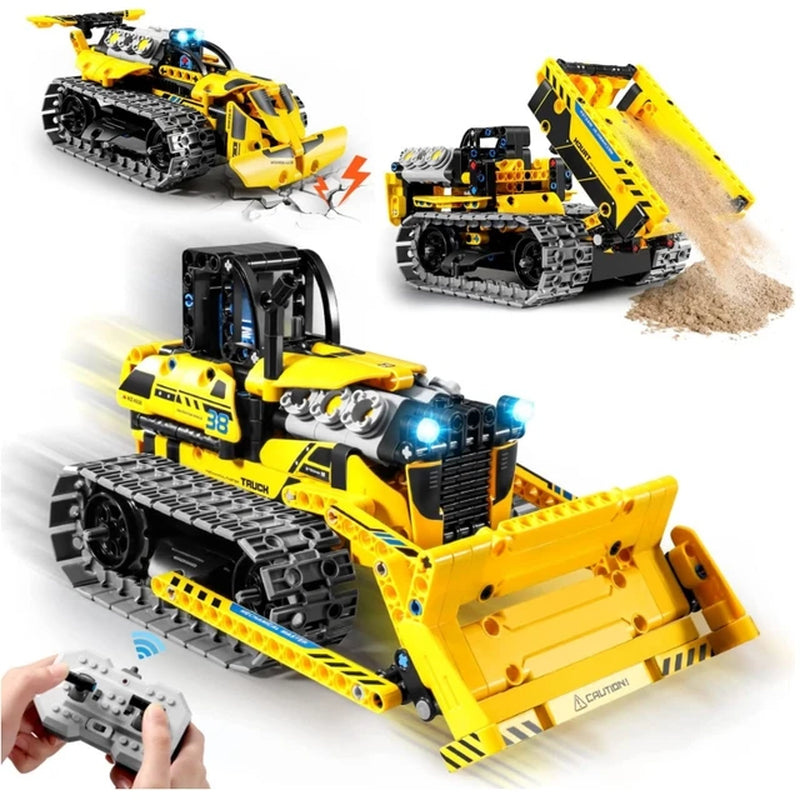 3 in 1 City Technical RC Car Robot Excavator Racing Car Building Blocks Remote Control Bulldozer Truck Bricks Gift Toys for Boys