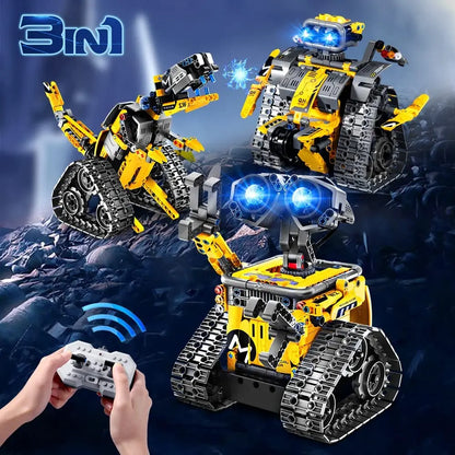 3 in 1 City Technical RC Car Robot Excavator Racing Car Building Blocks Remote Control Bulldozer Truck Bricks Gift Toys for Boys