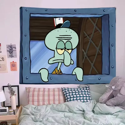 Spongebob Squarepants Cartoon Hanging Cloth Bedroom Wall Decoration Squidward Patrick Star Living Room Tapestry Room Decoration