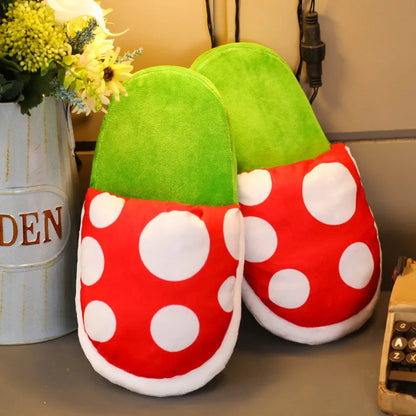 Anime Novelty Game Super Luigi Bros Cotton Slippers Cosplay Costumes Props Corpse Flower Cartoon Kawaii Shoes Cute Slipper