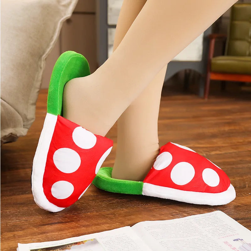 Anime Novelty Game Super Luigi Bros Cotton Slippers Cosplay Costumes Props Corpse Flower Cartoon Kawaii Shoes Cute Slipper