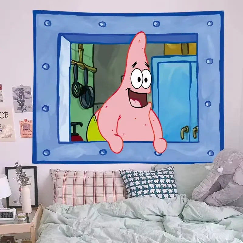 Spongebob Squarepants Cartoon Hanging Cloth Bedroom Wall Decoration Squidward Patrick Star Living Room Tapestry Room Decoration