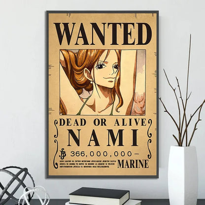 One Piece Self-Adhesive Poster Bounty Order Luffy Wallpapr Ace Figures Nami Home Decoration Painting Anime Zoro Wall Art Sanji