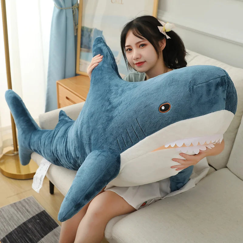 140Cm Cute Cartoon Gaint Shark Whale Plush Doll Pillow Gray Blue Pink Shark Whale Plush Doll Home Decor Warm Hug for Girls Boys