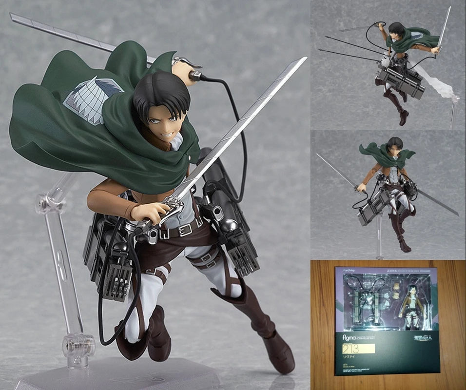 Anime Figure Attack on Titan Levi Ackerman Standing Holding Sword Detachable Model Toy PVC Collection Desktop Ornaments 14CM