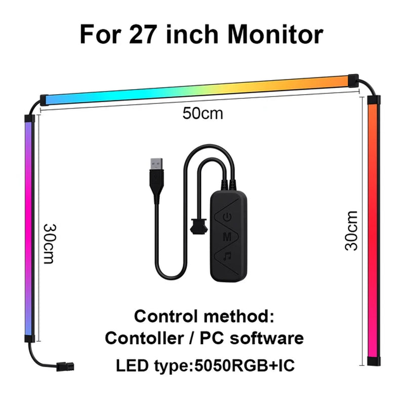 Smart Ambient PC Display Sync Computer Monitor Backlight LED Strip Light RGB Color DIY Smart Control Atmosphere Computer Game