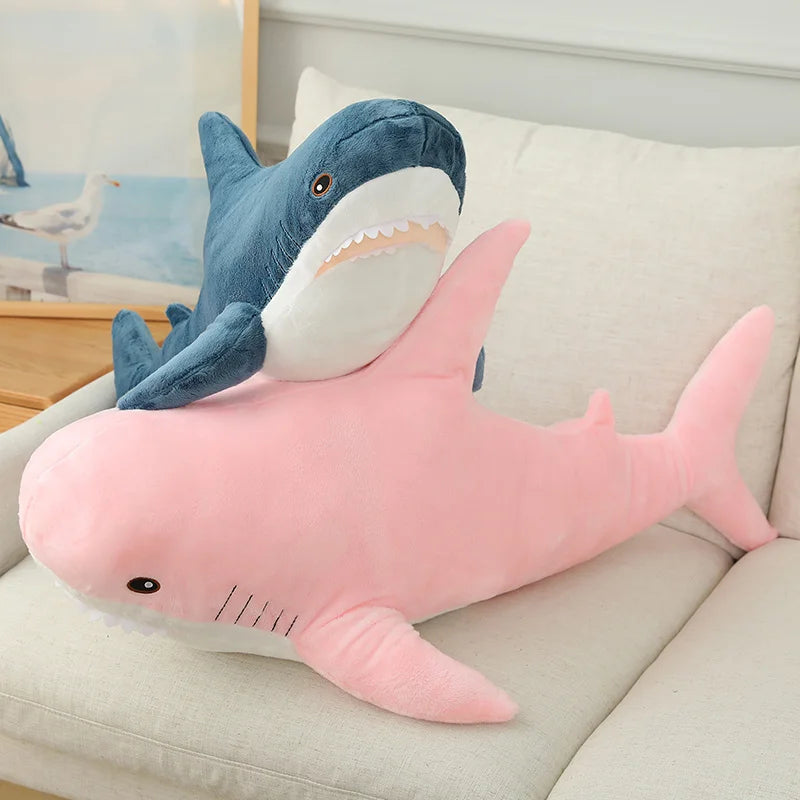 140Cm Cute Cartoon Gaint Shark Whale Plush Doll Pillow Gray Blue Pink Shark Whale Plush Doll Home Decor Warm Hug for Girls Boys