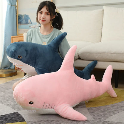 140Cm Cute Cartoon Gaint Shark Whale Plush Doll Pillow Gray Blue Pink Shark Whale Plush Doll Home Decor Warm Hug for Girls Boys