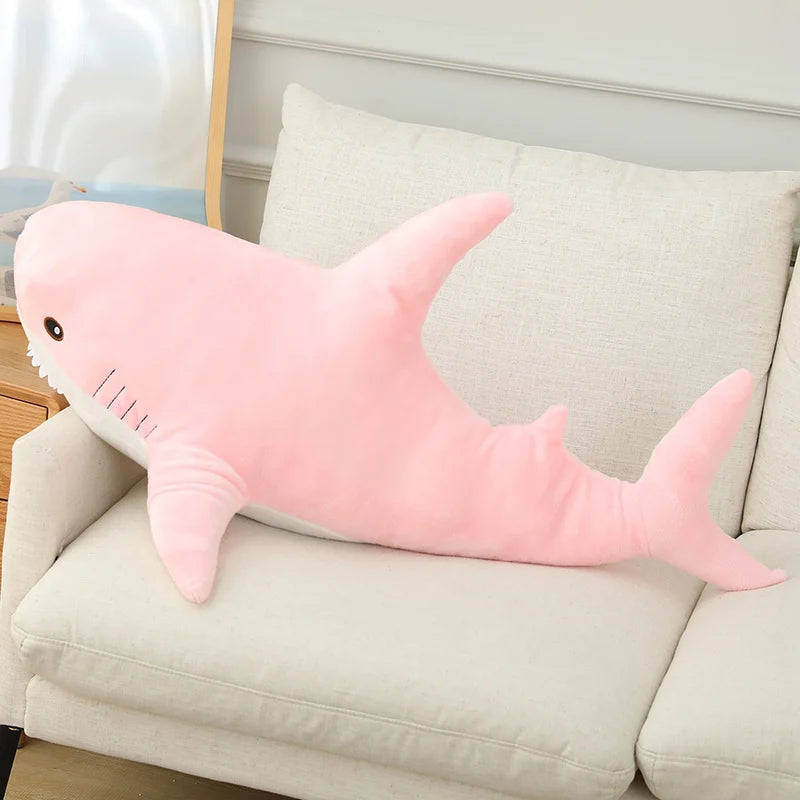 140Cm Cute Cartoon Gaint Shark Whale Plush Doll Pillow Gray Blue Pink Shark Whale Plush Doll Home Decor Warm Hug for Girls Boys